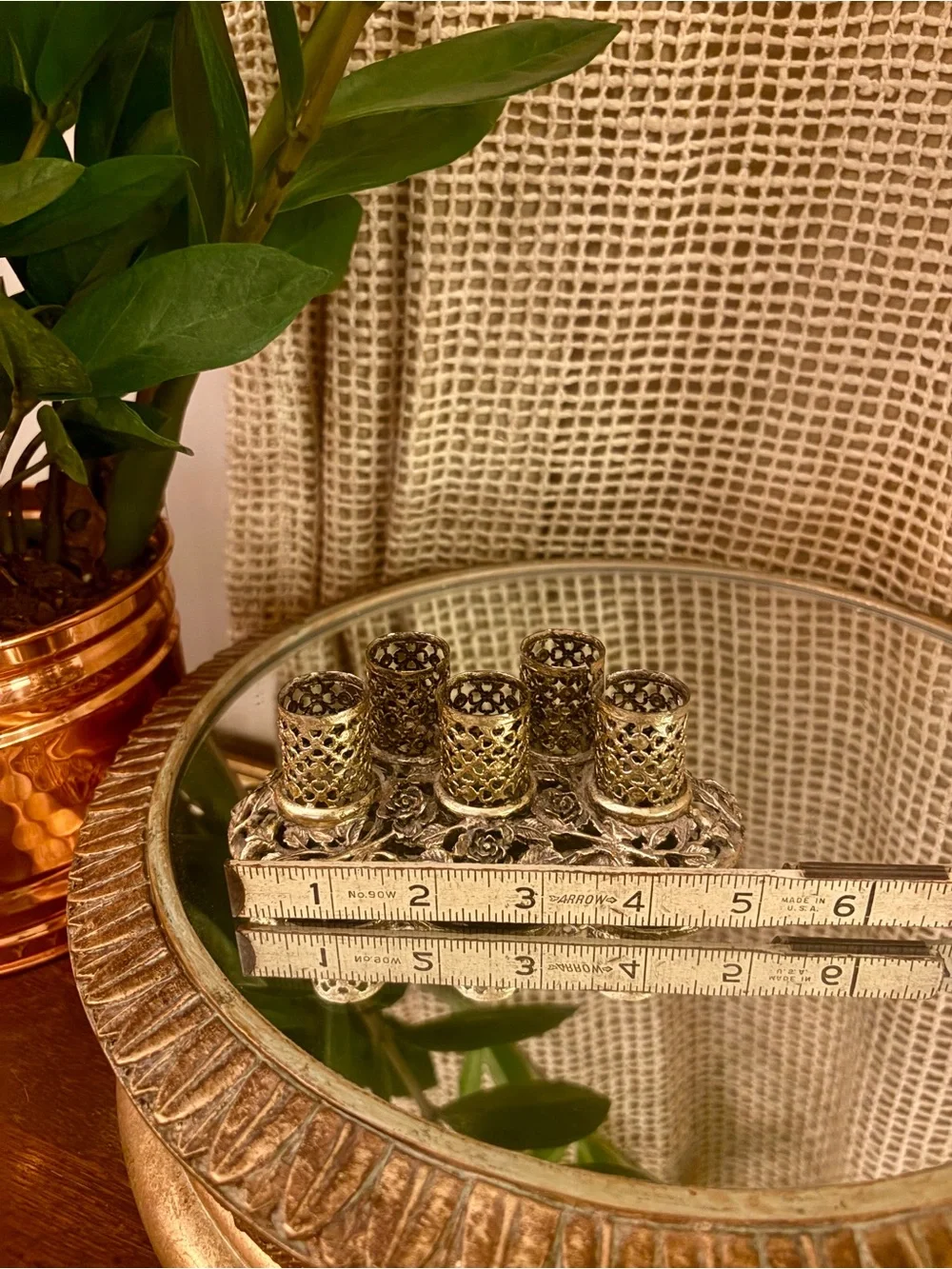 Vintage Ornate Floral Silver Toned Lipstick Holder